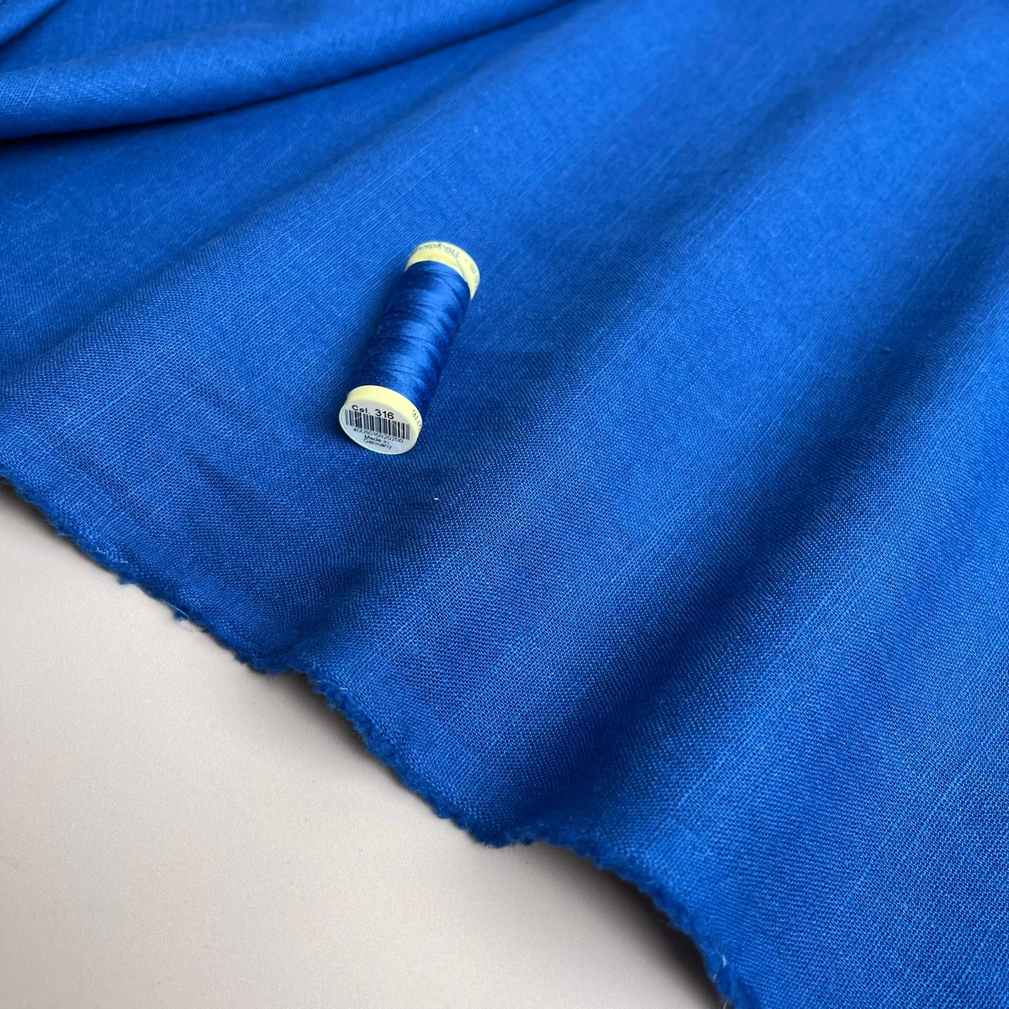 Breeze Cobalt - Enzyme Washed Linen Cotton Fabric