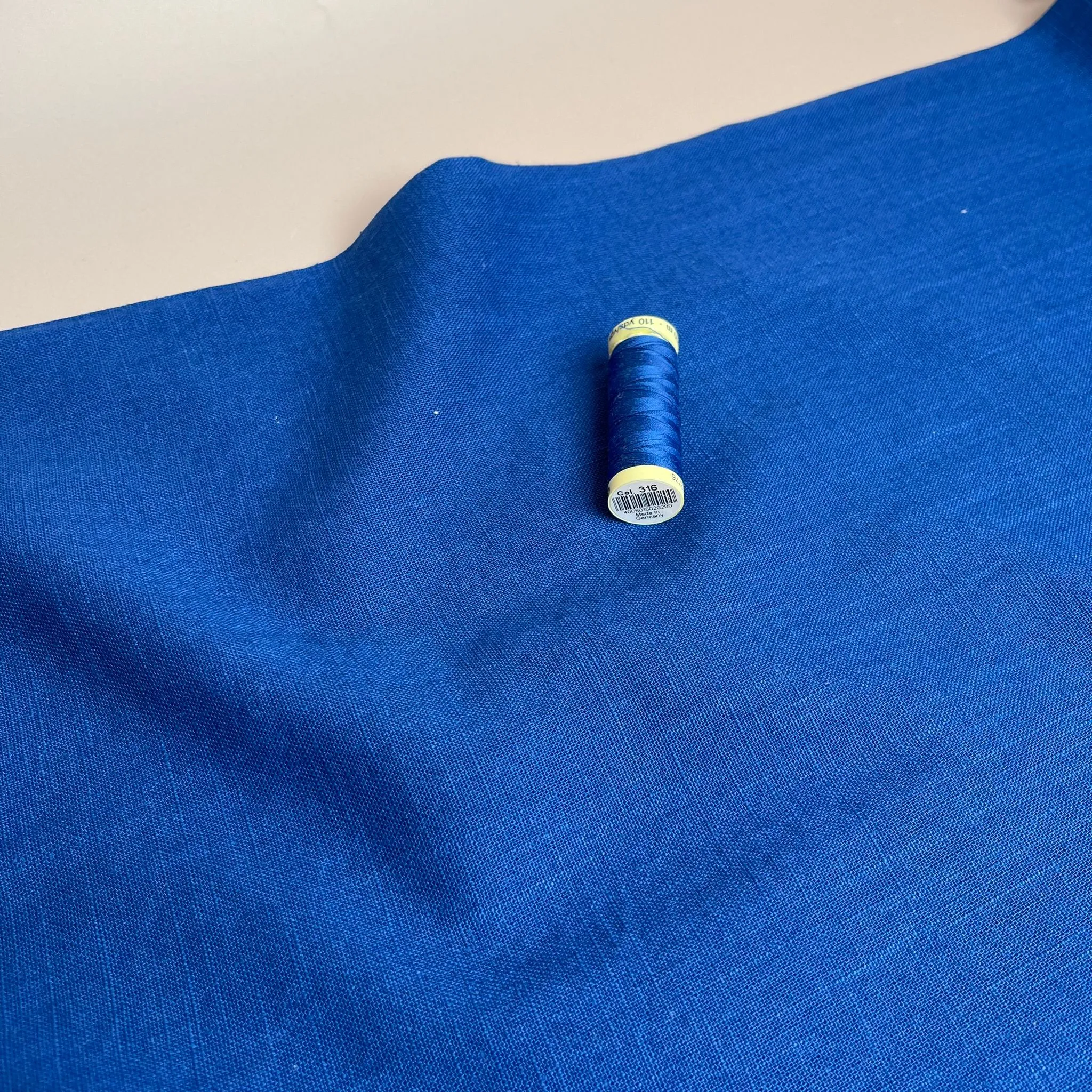 Breeze Cobalt - Enzyme Washed Linen Cotton Fabric