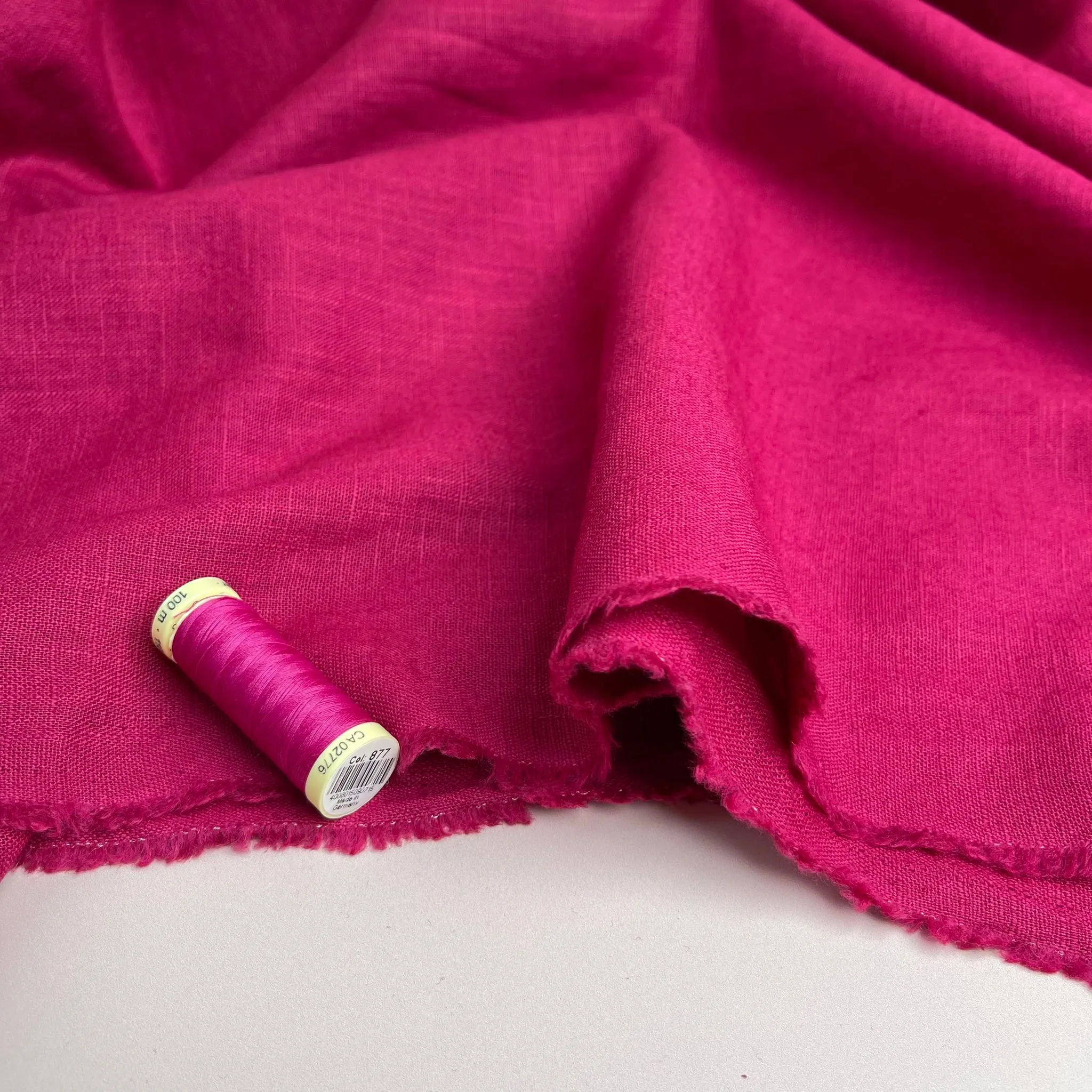 Breeze Fuchsia - Enzyme Washed Pure Linen Fabric