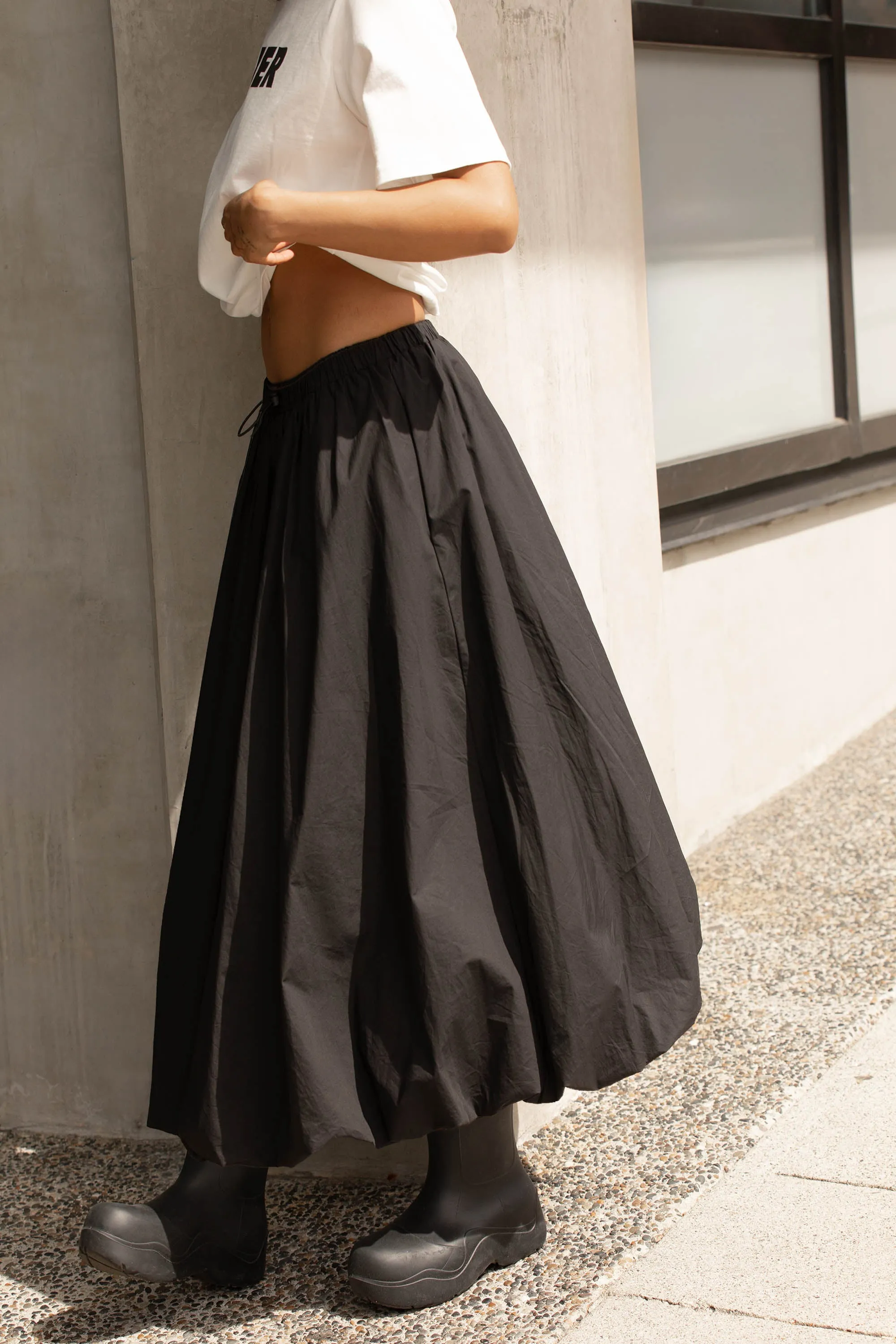 BUBBLE HEM MAXI SKIRT