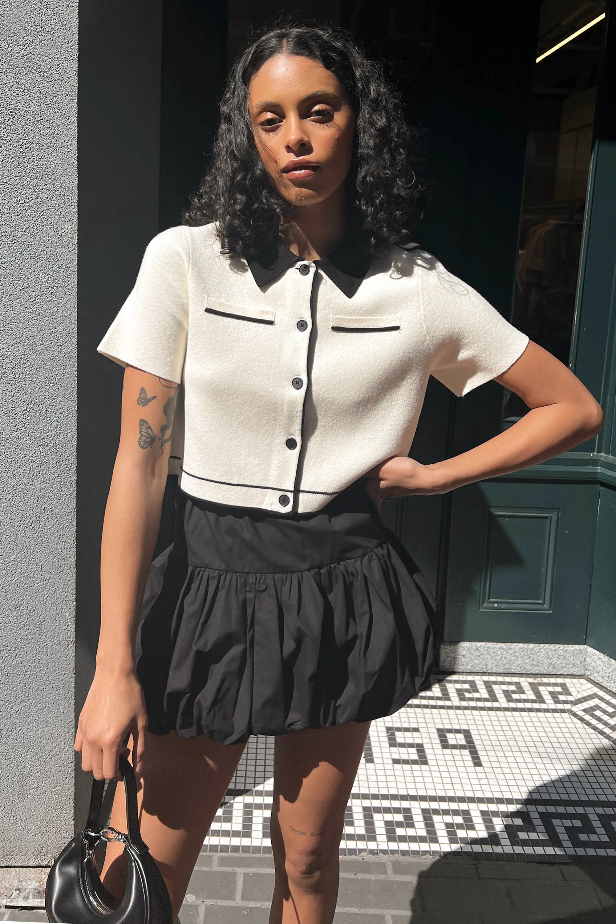 BUBBLE HEM MINI SKIRT