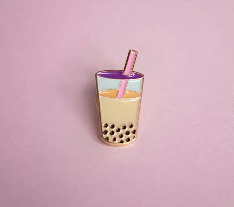 Bubble Tea Boba Enamel Pin Milk Tea and Taro Variants