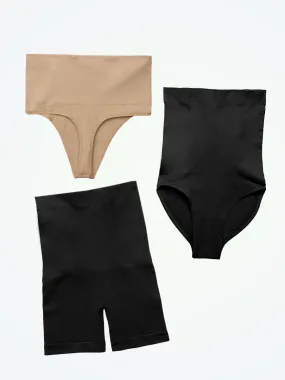 Bundle Shapermint Essentials - 1 High Waisted Shaper Thong   1 High Waisted Shaper Boyshort   1 High Waisted Shaping Panty