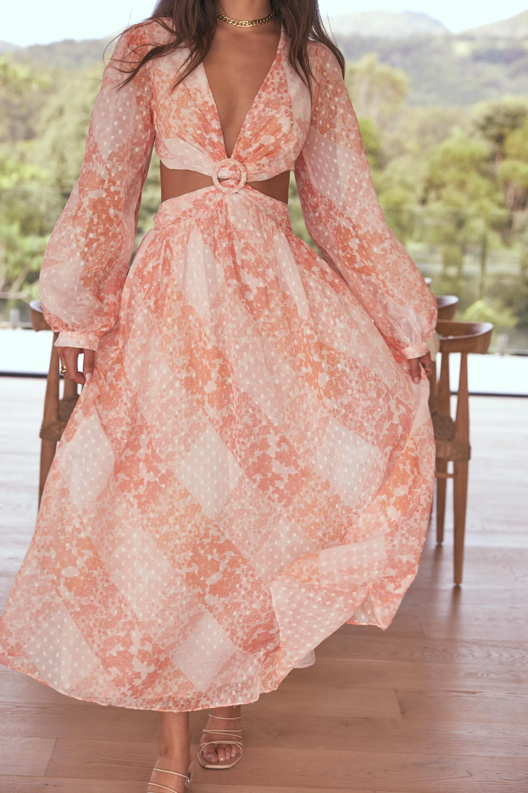 Caprice Dress / Peach Paisley