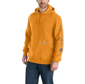 Carhartt Men's Signature Logo Hooded Pullover Sweatshirt_Marigold Heather