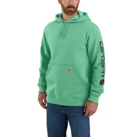 Carhartt Men's Signature Logo Hooded Pullover Sweatshirt_Sea Green Space Dye