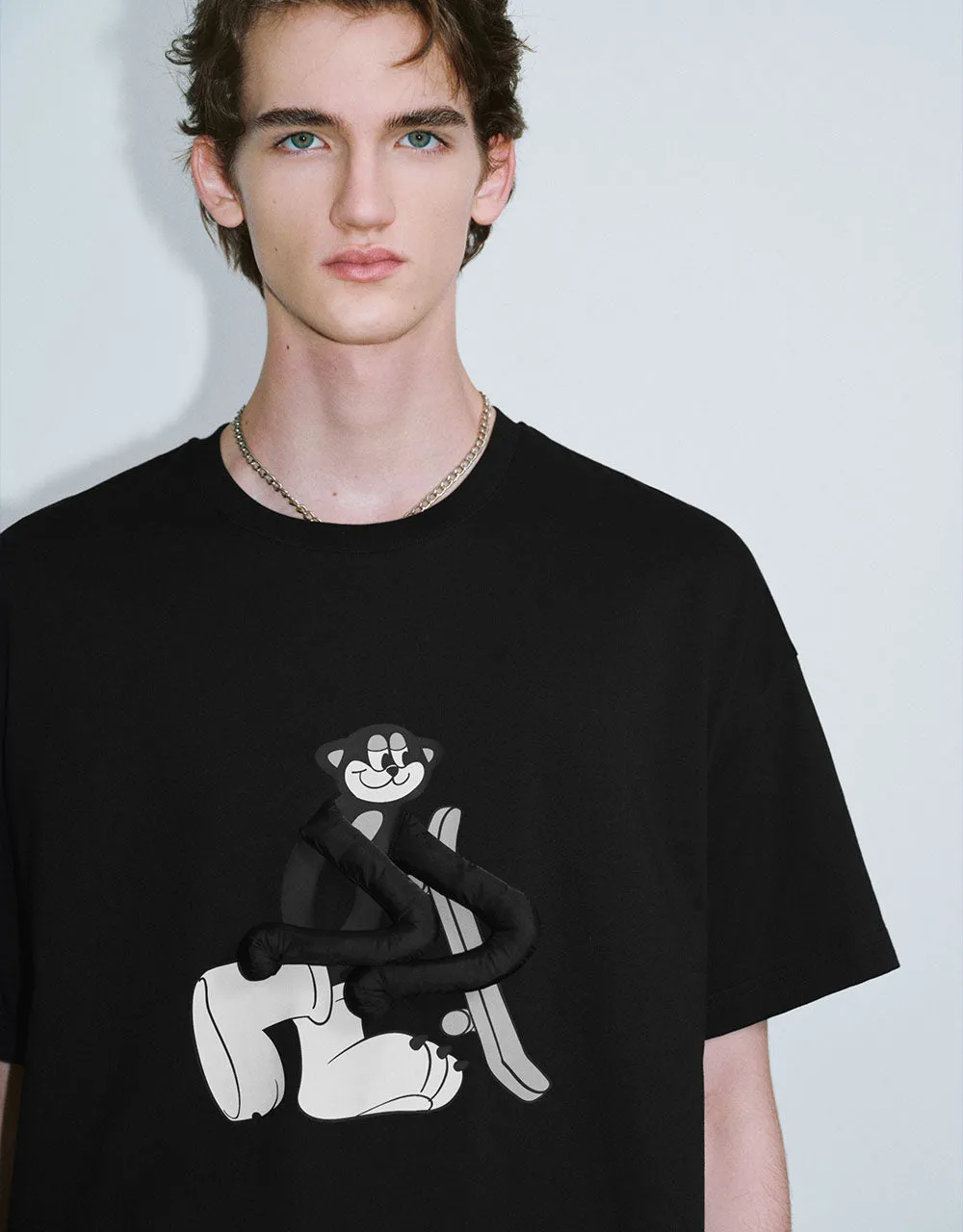 Cartoon Printed Crew Neck Loose T-Shirt