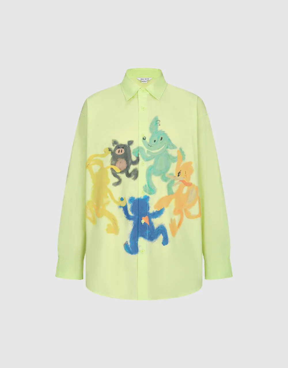 Cartoon Printed Oversized Shirt