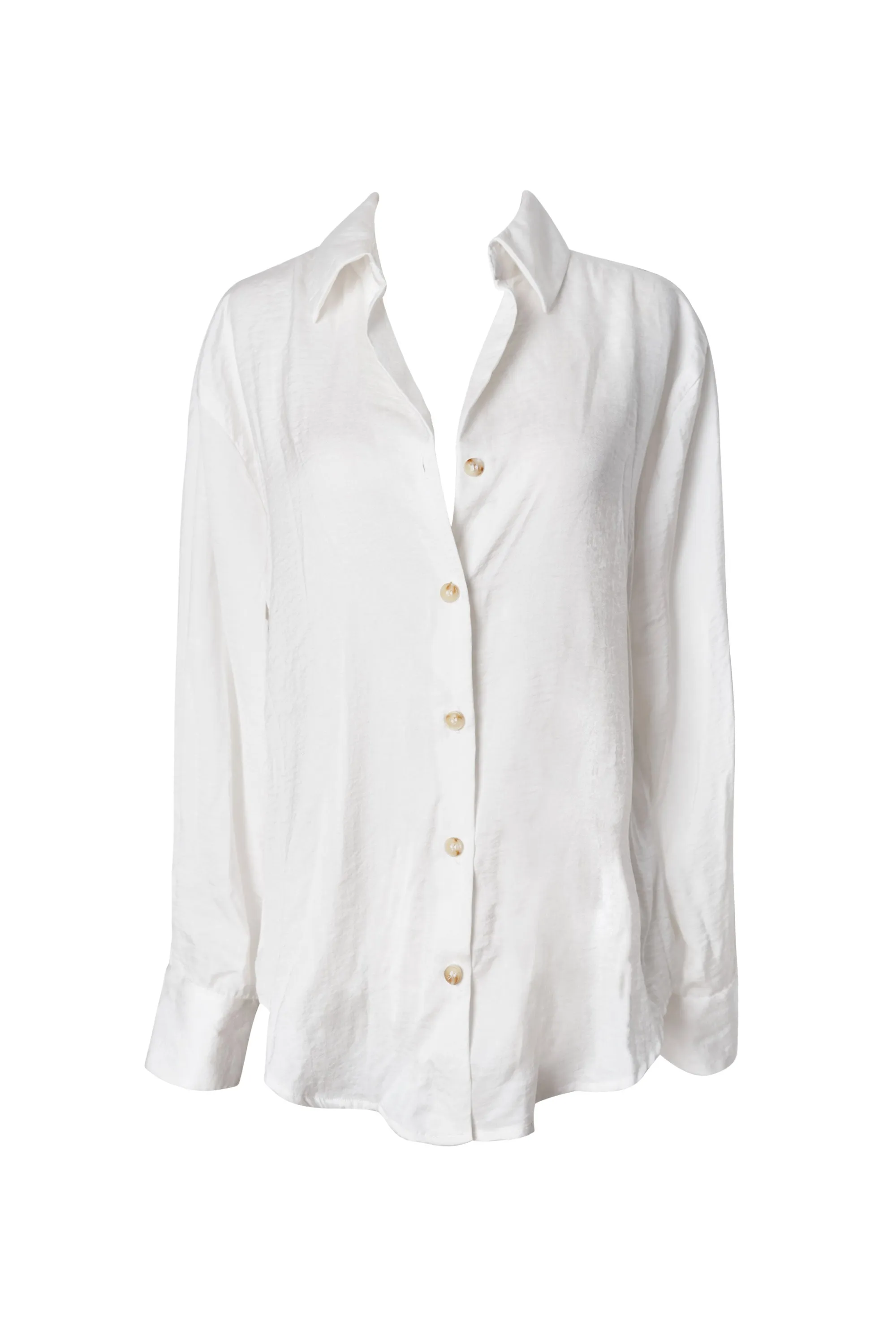 Casmir Ivory Satin Long Sleeve Button Down Top