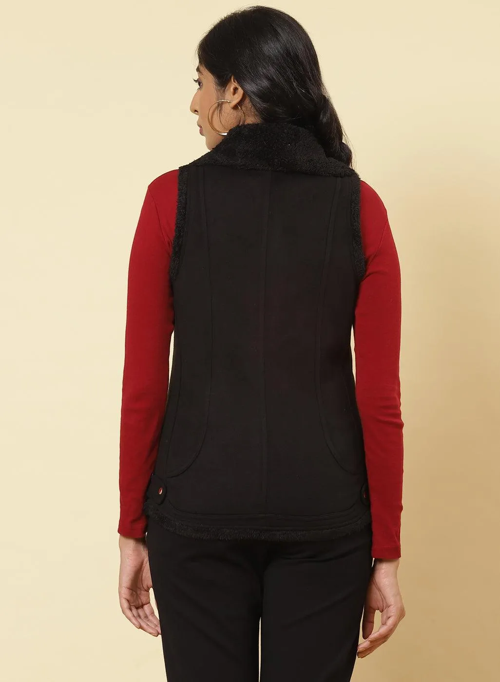 Charcoal Black Fleece Zipper Jacket