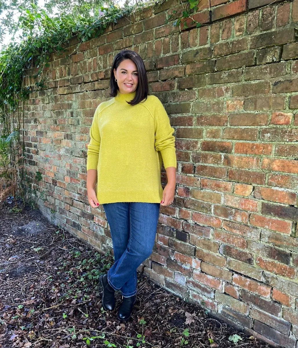 Chartreuse Soft Funnel Neck Jumper