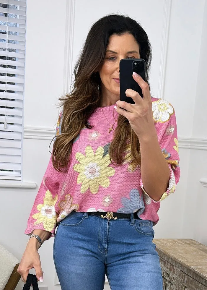 Cheryl Pink Floral Print Top