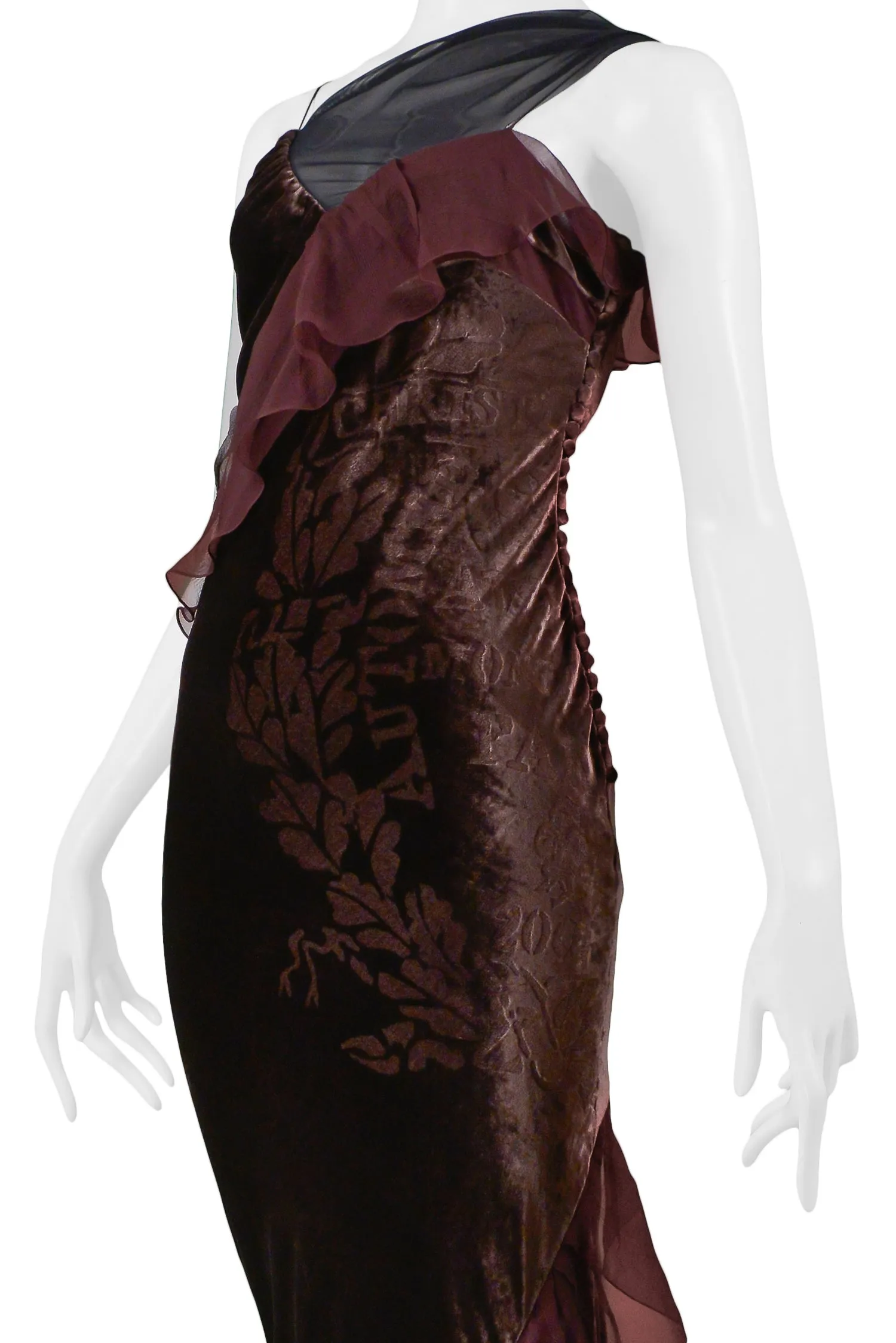 CHRISTIAN DIOR AUBERGINE PURPLE VELVET DEVORE GOWN