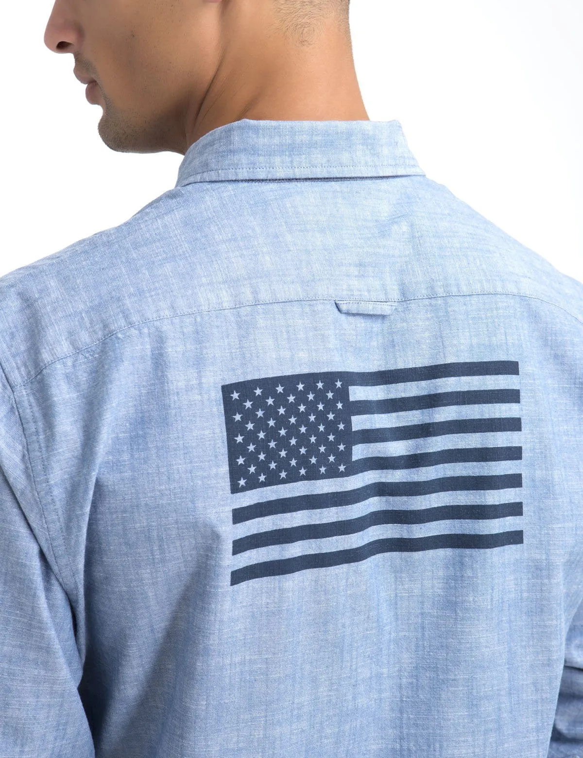 CLASSIC FIT FLAG BACK SHIRT IN CANVAS