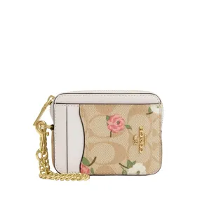 Coach Zip Card Case In Signature Canvas With Floral Print