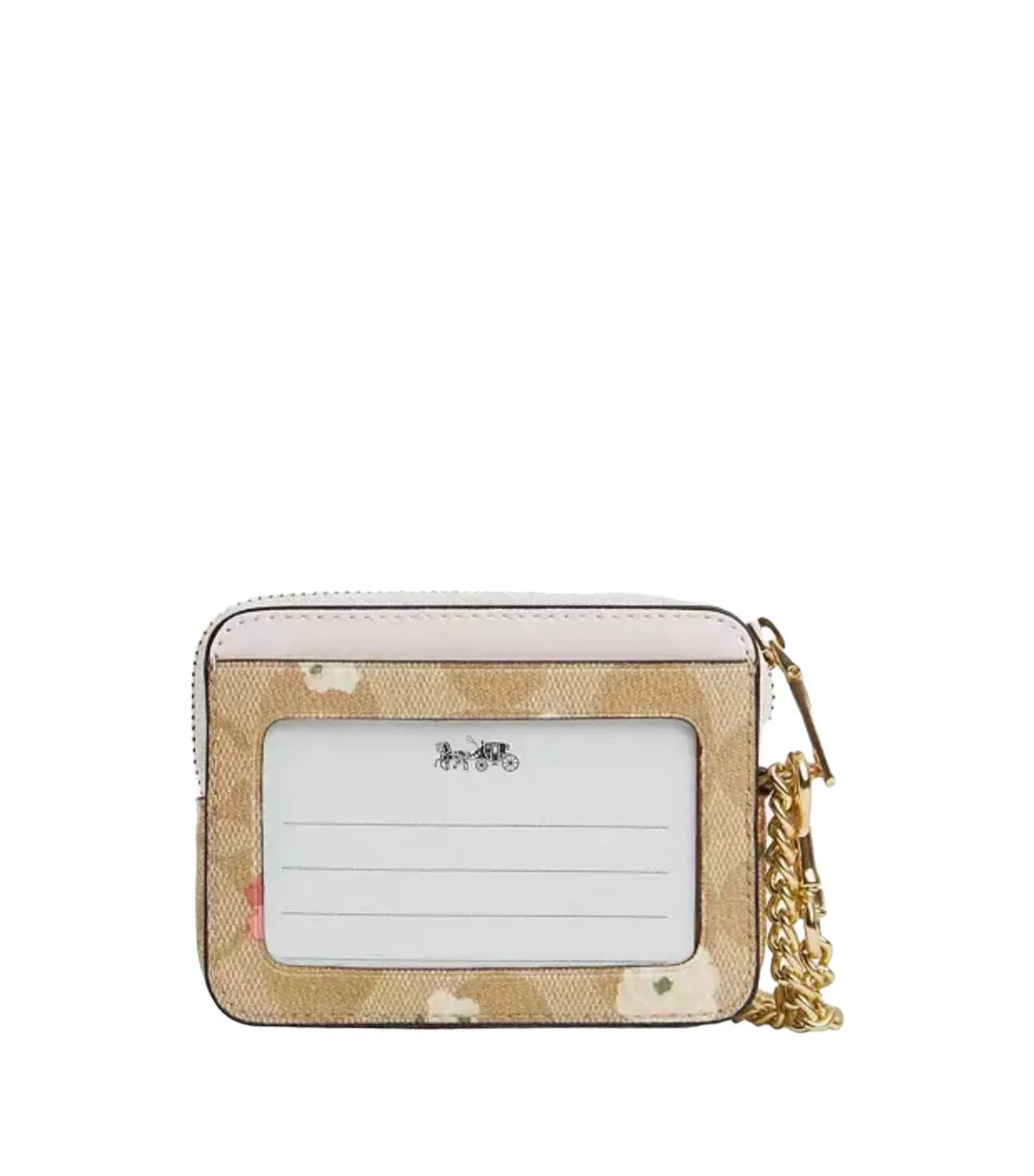 Coach Zip Card Case In Signature Canvas With Floral Print