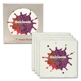 CoasterStone - 4 Pack Absorbent Stone Tumbled Square Coaster