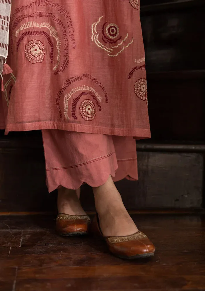 CORAL EMBROIDERED KURTA SET