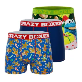 CRAZYBOXER Sesame Street Cookie Santa Monster Men's Boxer Briefs (3 pack)