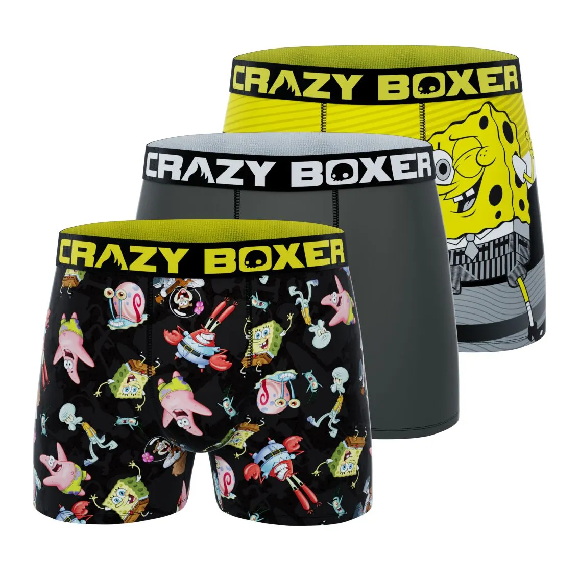 CRAZYBOXER SpongeBob Yellow Men's Boxer Briefs (Pack 3)