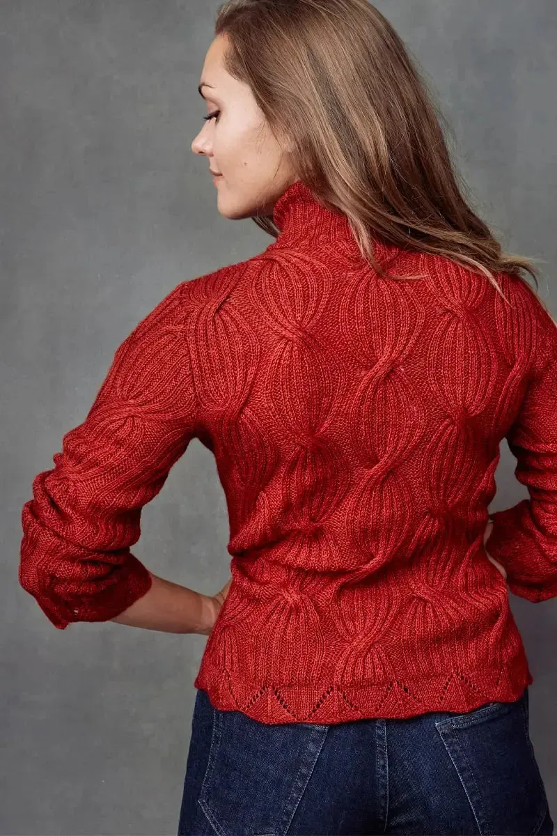 Cross Cable Woman Pullover Bison, Merino & Silk