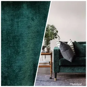 Designer Upholstery Thick And Soft Chenille Velvet Fabric - Emerald Green BTY