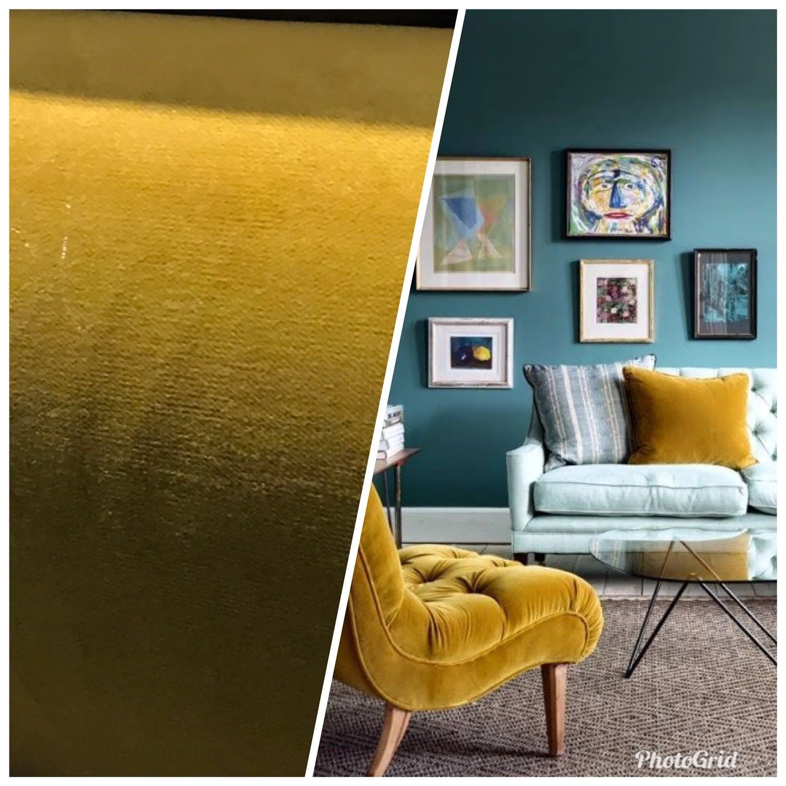 Designer Upholstery Velvet Fabric - Autumn Yellow - Interior Design