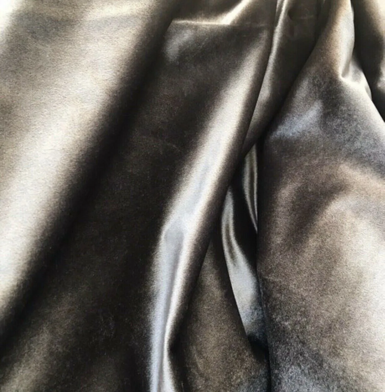 Designer Velvet Drapery Fabric -Dark Grey- By The Yard