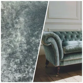 Designer Velvet Upholstery Fabric - Green Grey