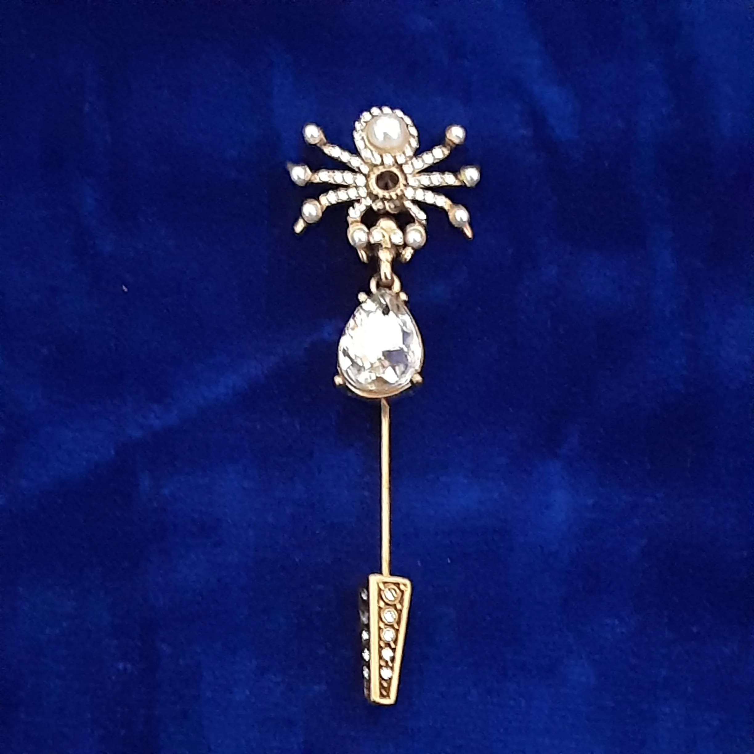 Diamante Spider Lapel Pin