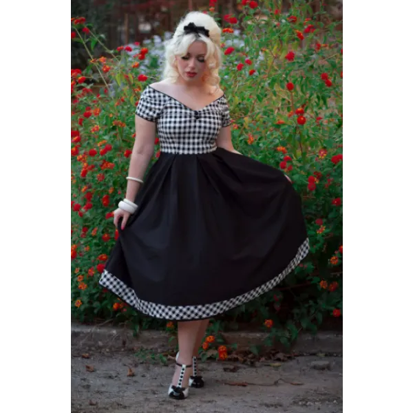 Dolly & Dotty Lily Swing Dress in Monochrome Gingham