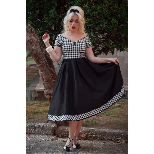 Dolly & Dotty Lily Swing Dress in Monochrome Gingham