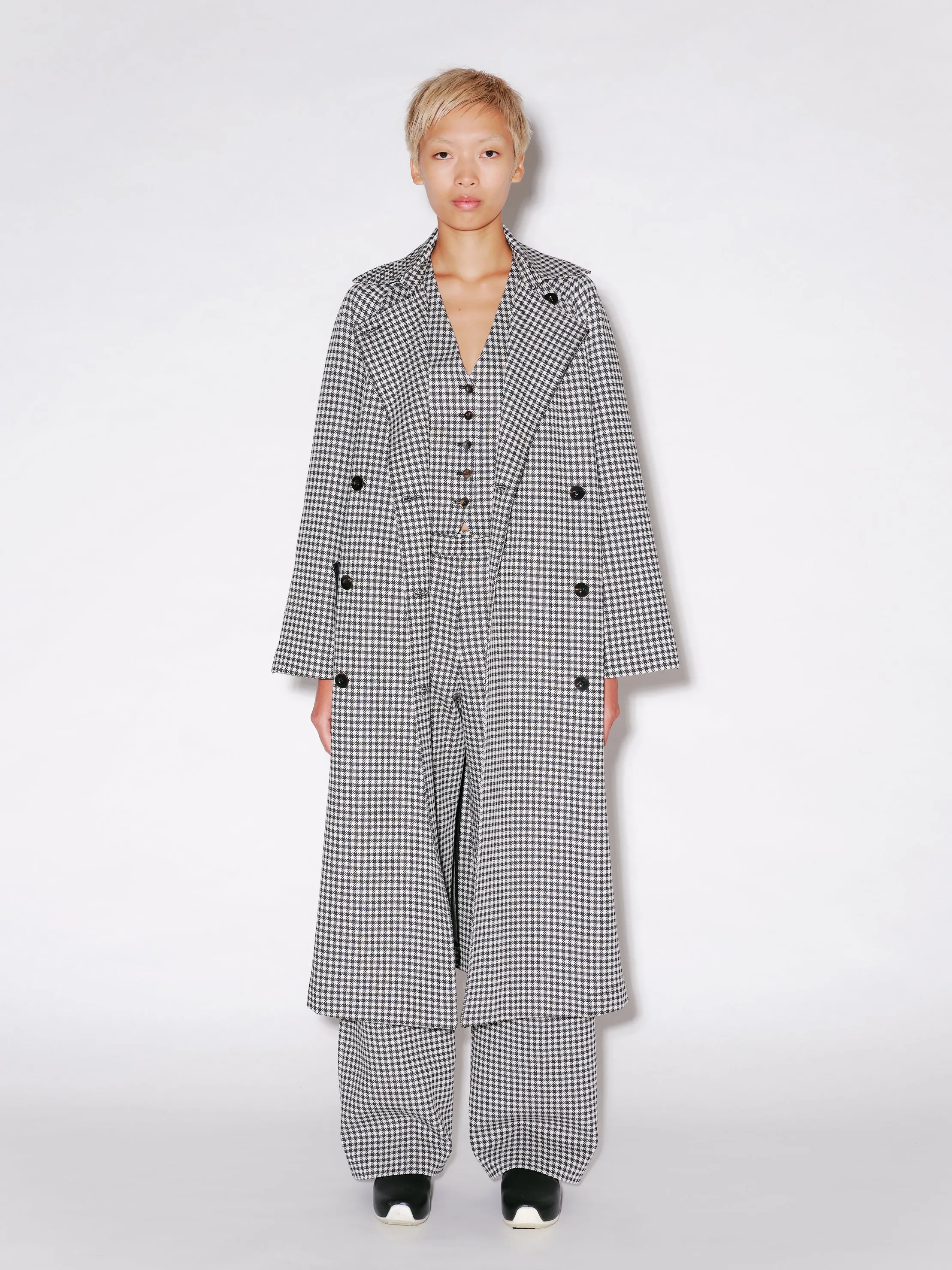 DOUBLE BREASTED TRENCH COAT - GINGHAM