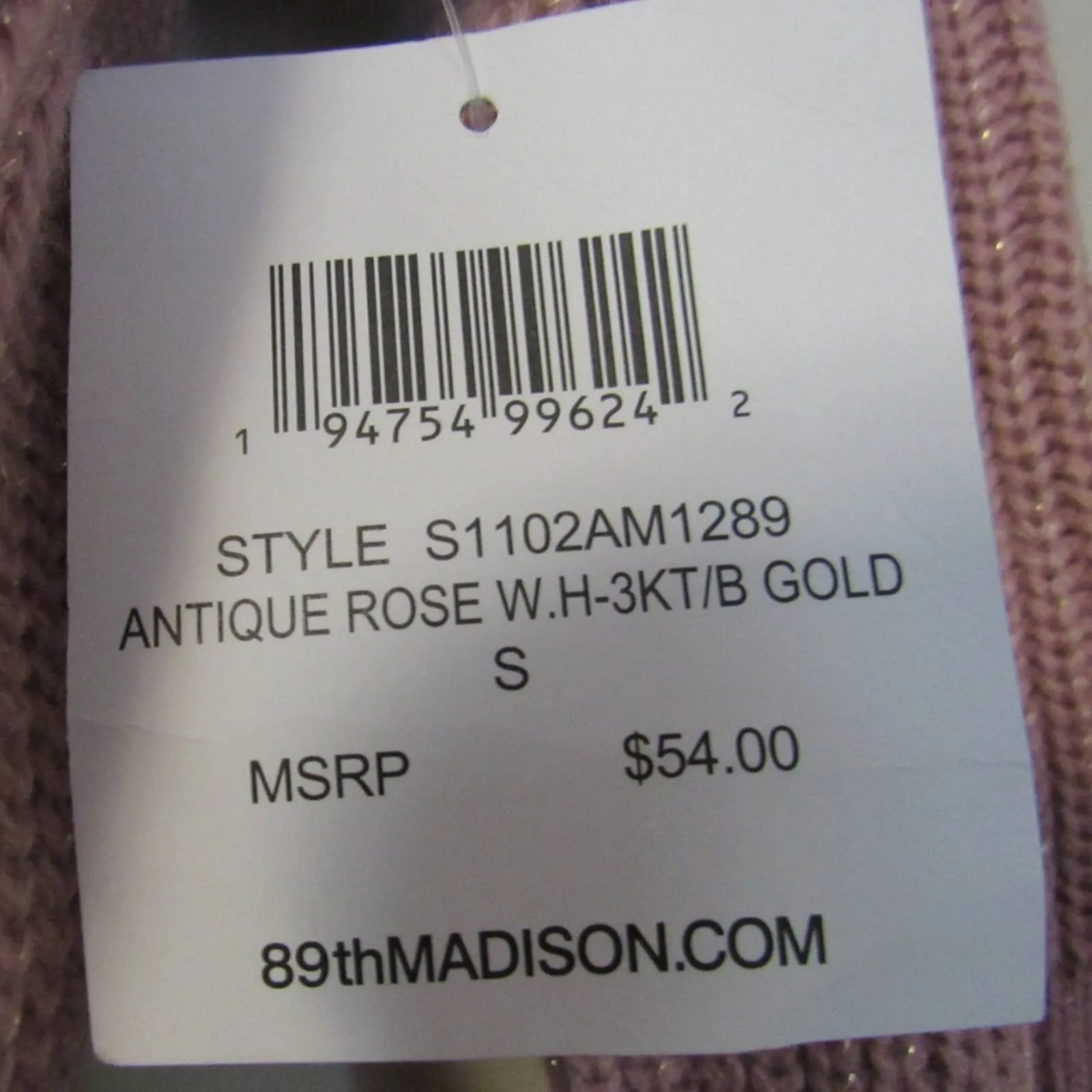 Eighty Ninth   Madison Quarter Sleeve Button Detail Metallic Sweater Small Rose