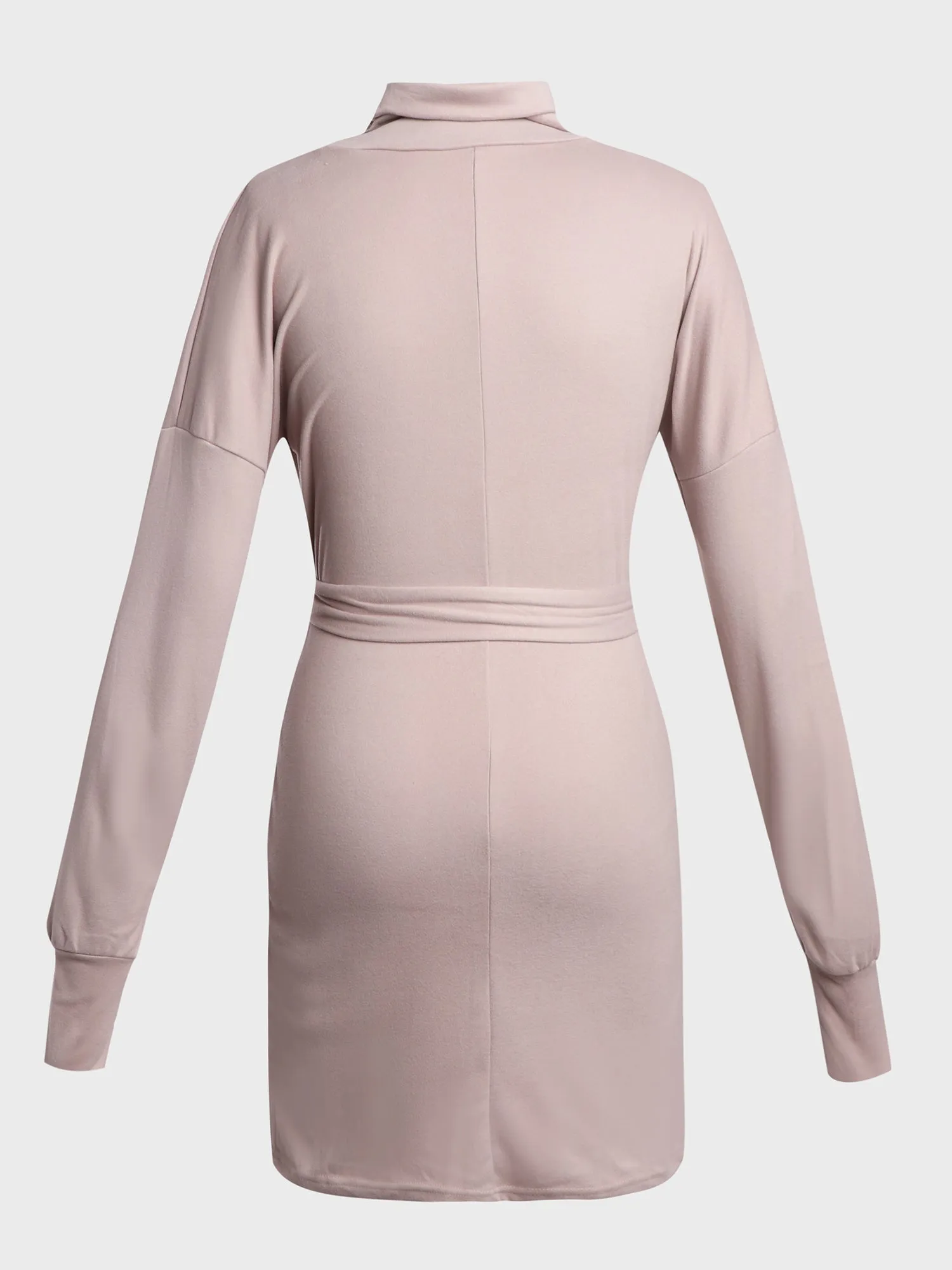 Elegance Elevated Long-Sleeved High-Neck Belted Dress