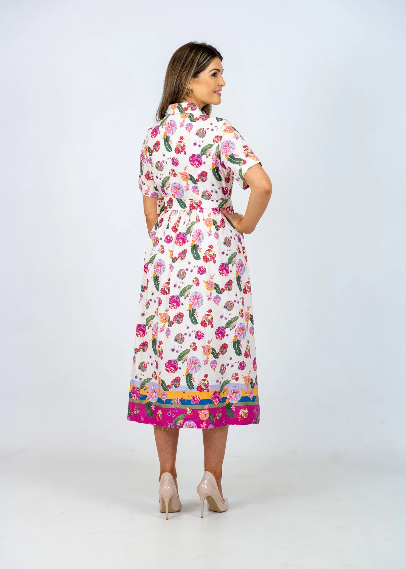 Emily Lovelock Multi Floral Belted Dress