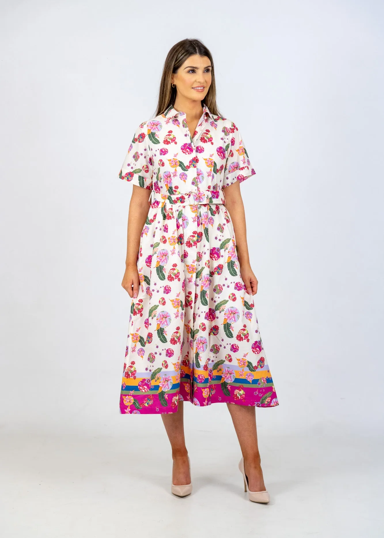 Emily Lovelock Multi Floral Belted Dress