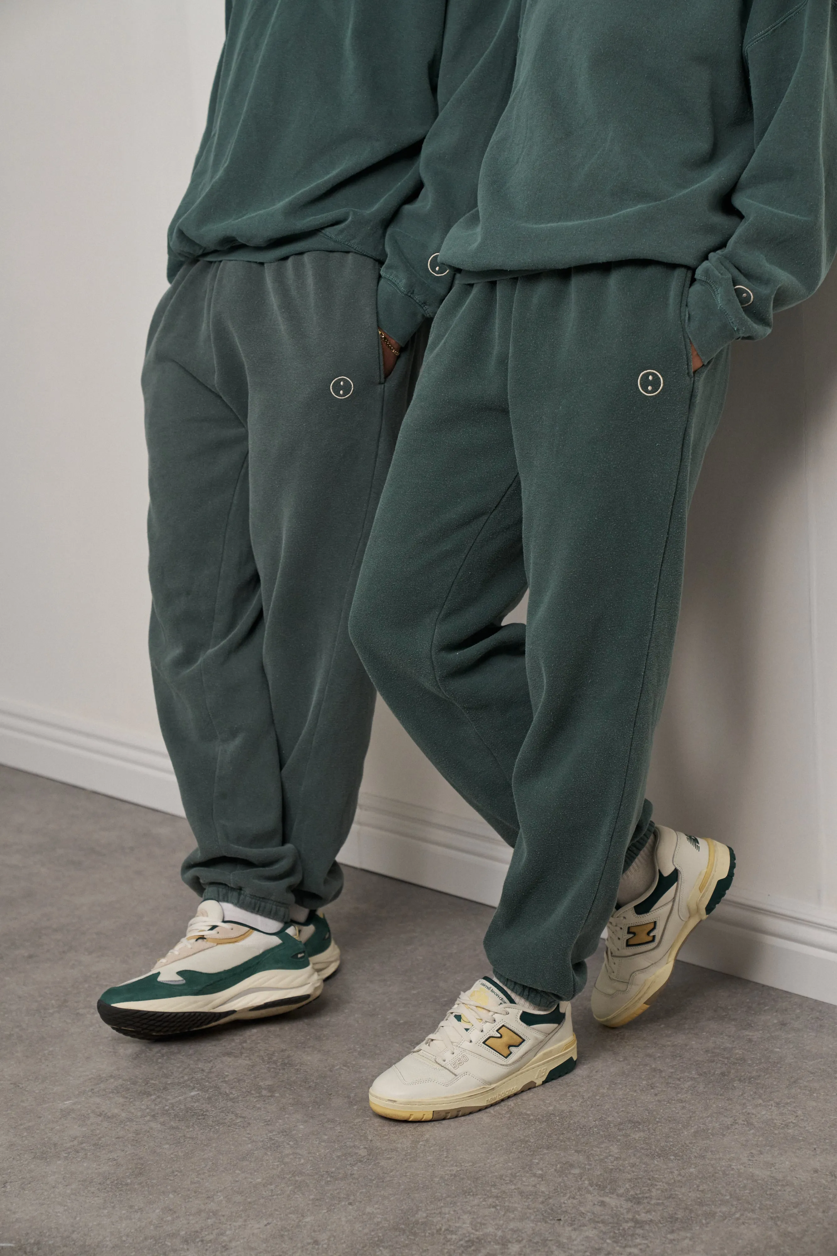 Essentials Vintage Washed 1/4 Zip Sweatshirt & Jogger Set - Forest