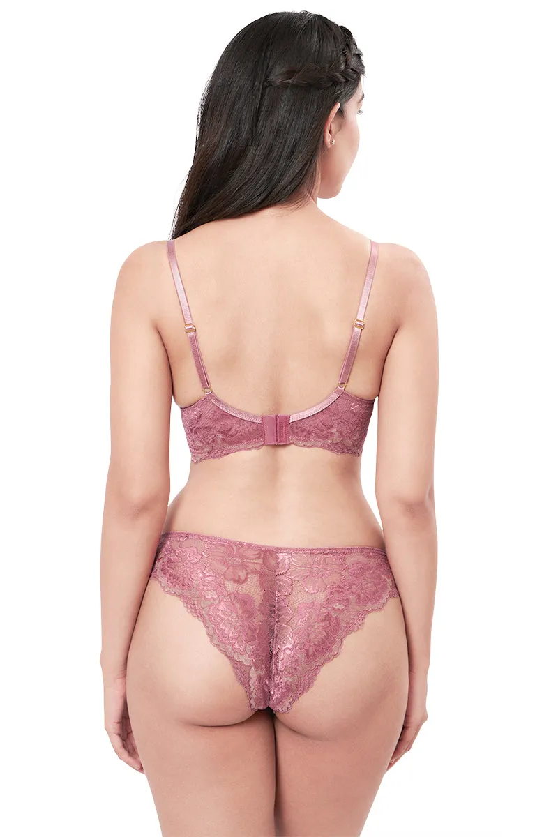 Eternal Bliss Padded Wired Balconette Bra - Messa Rose