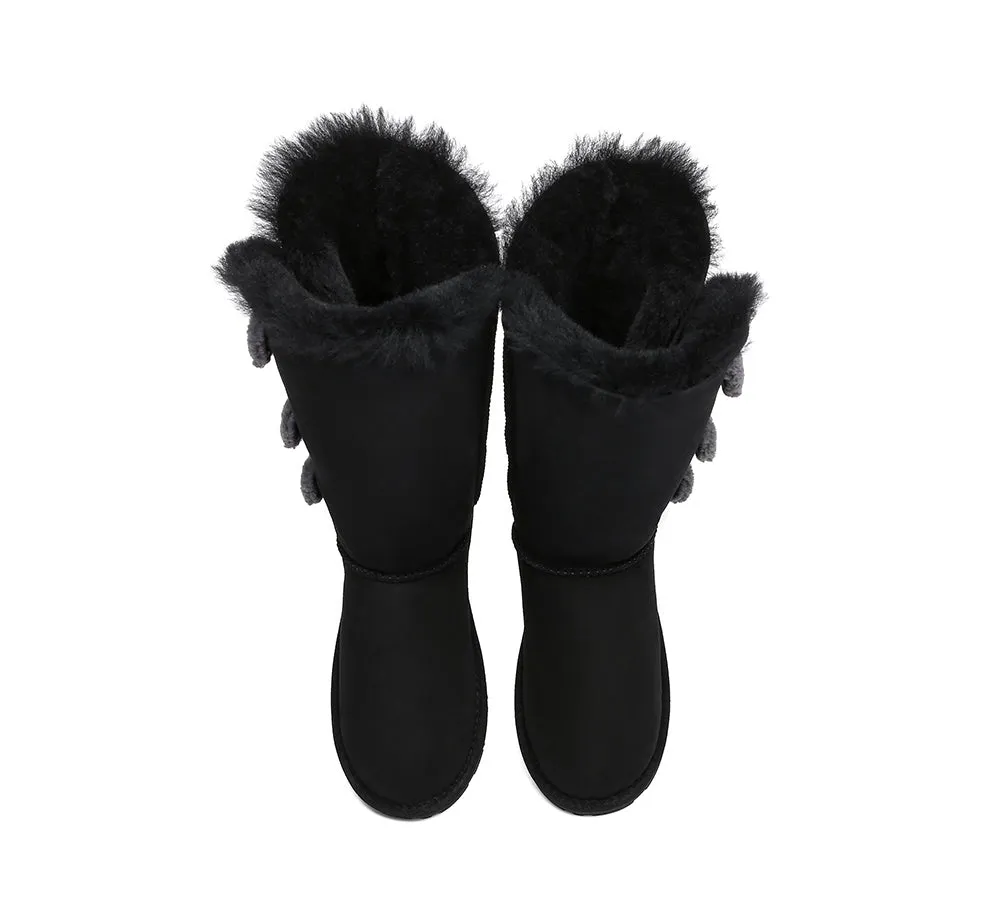 EVERAU® UGG Women Sheepskin Wool Triple button Boots Tall Espina