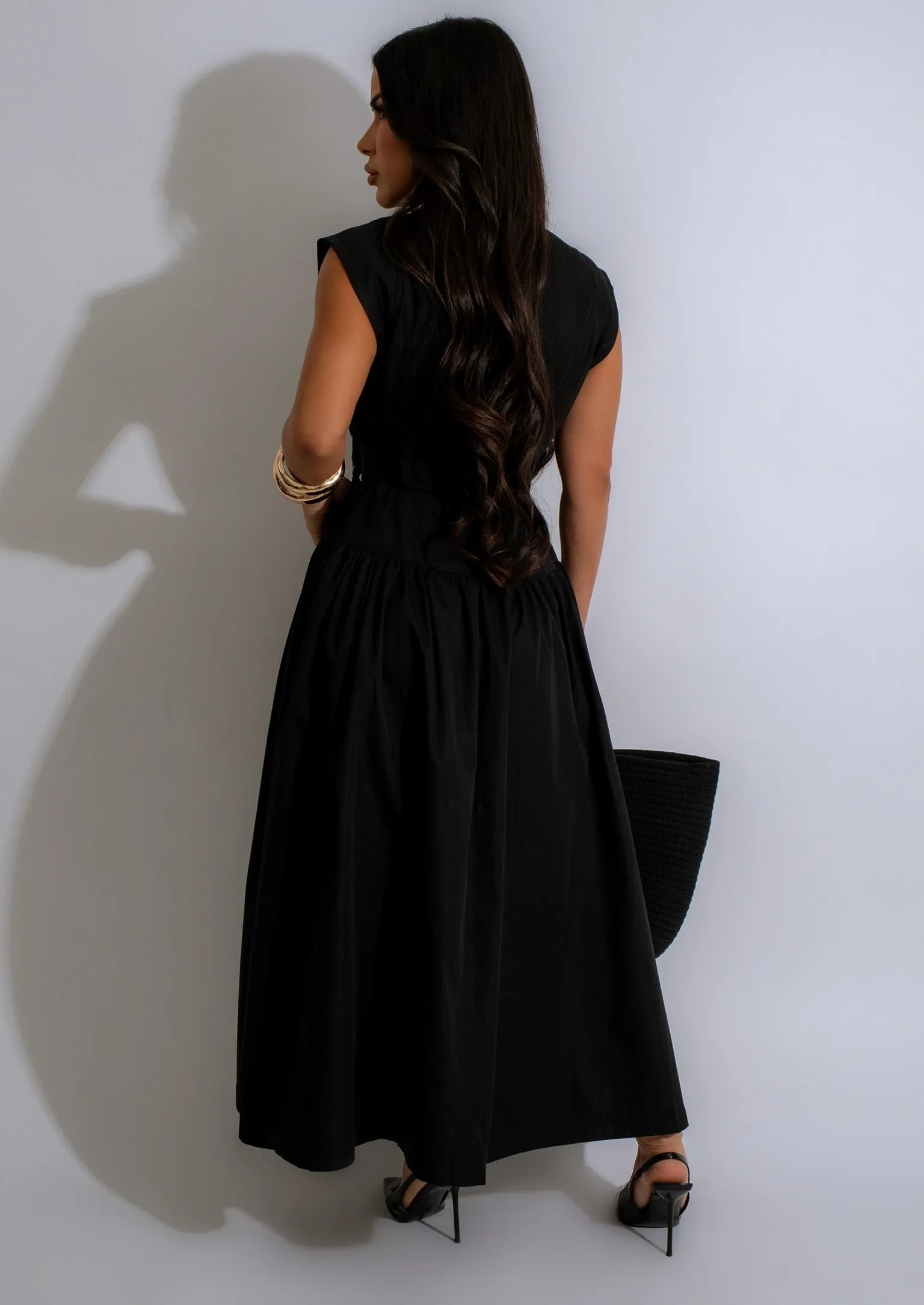 Falling For You Midi Dress Black