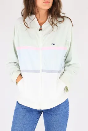 Fila Velour Track Jacket Cream/Pink Large