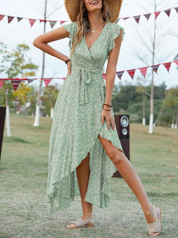 Floral Boho Asymmetrical A Line Dress