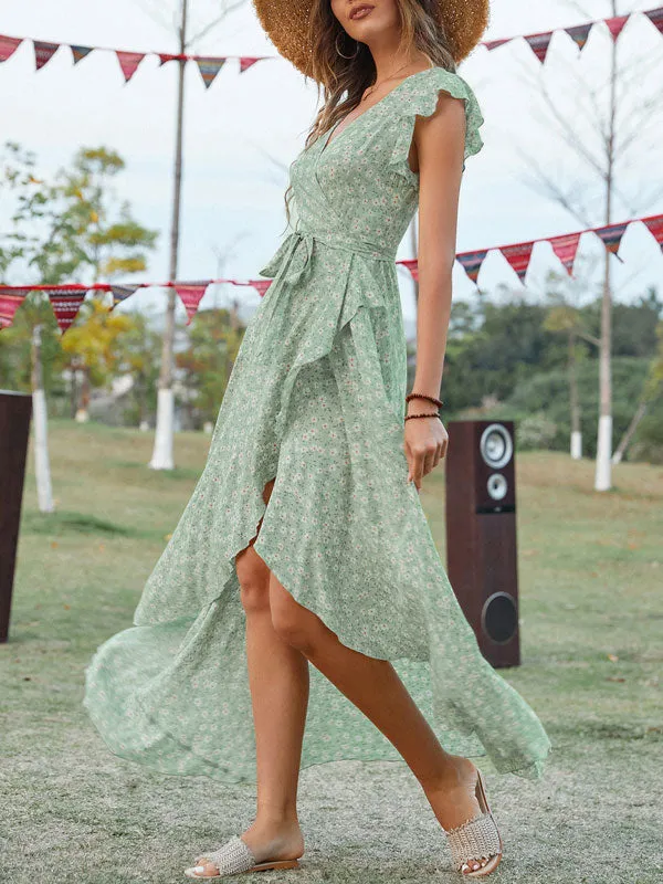 Floral Boho Asymmetrical A Line Dress