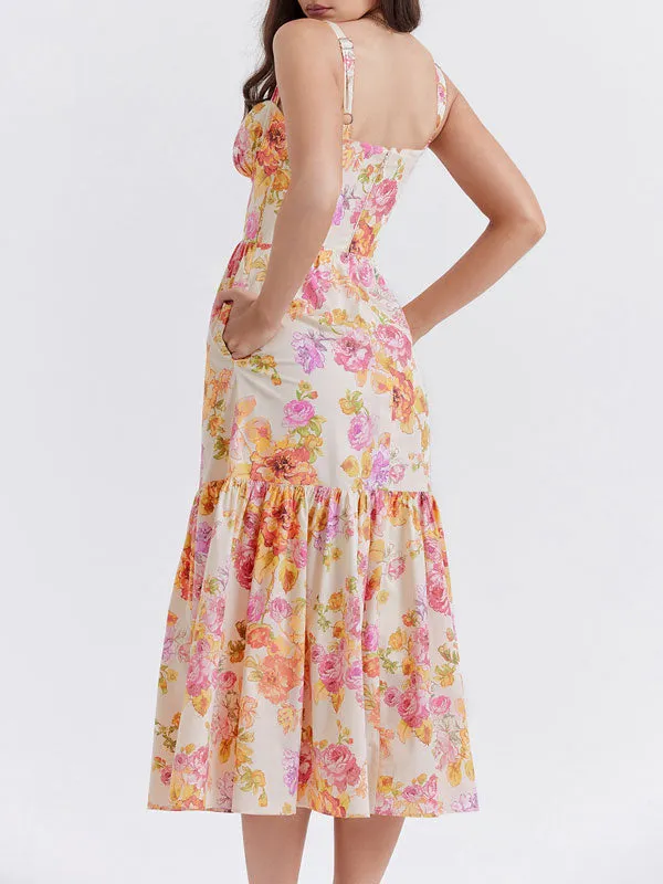 Floral Printed Spaghetti Strap Maxi Dress