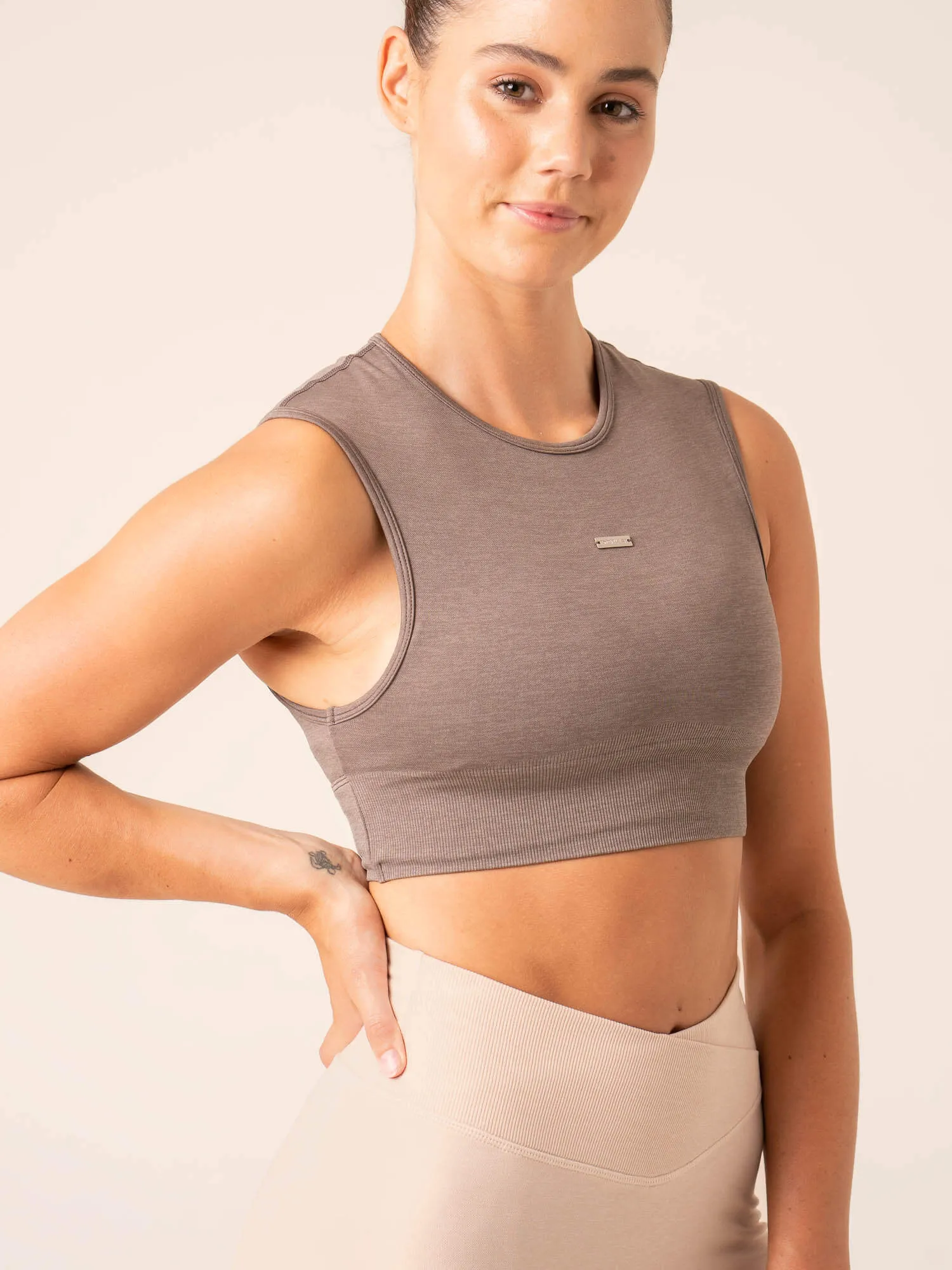 Focus Seamless Tank - Taupe Marl