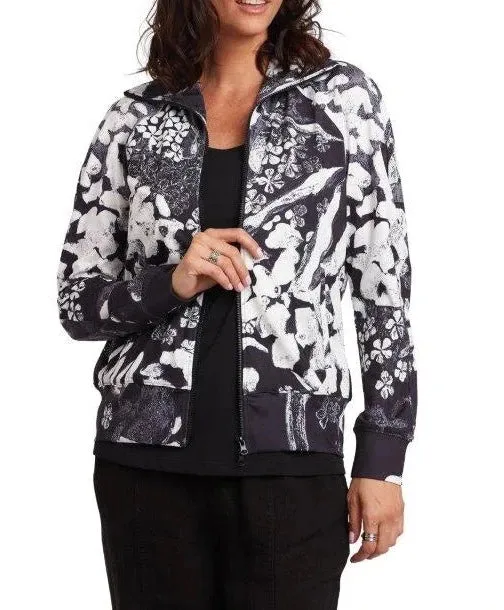 Garden In Black & White Zip Front Jacket