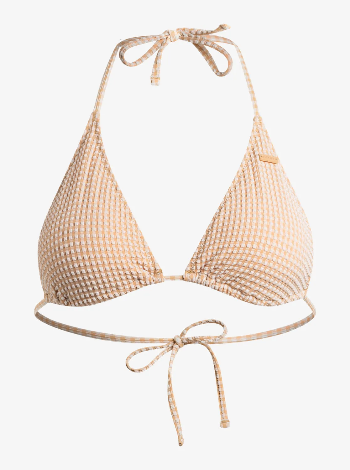 Gingham Tiki Triangle Bikini Top - Porcini