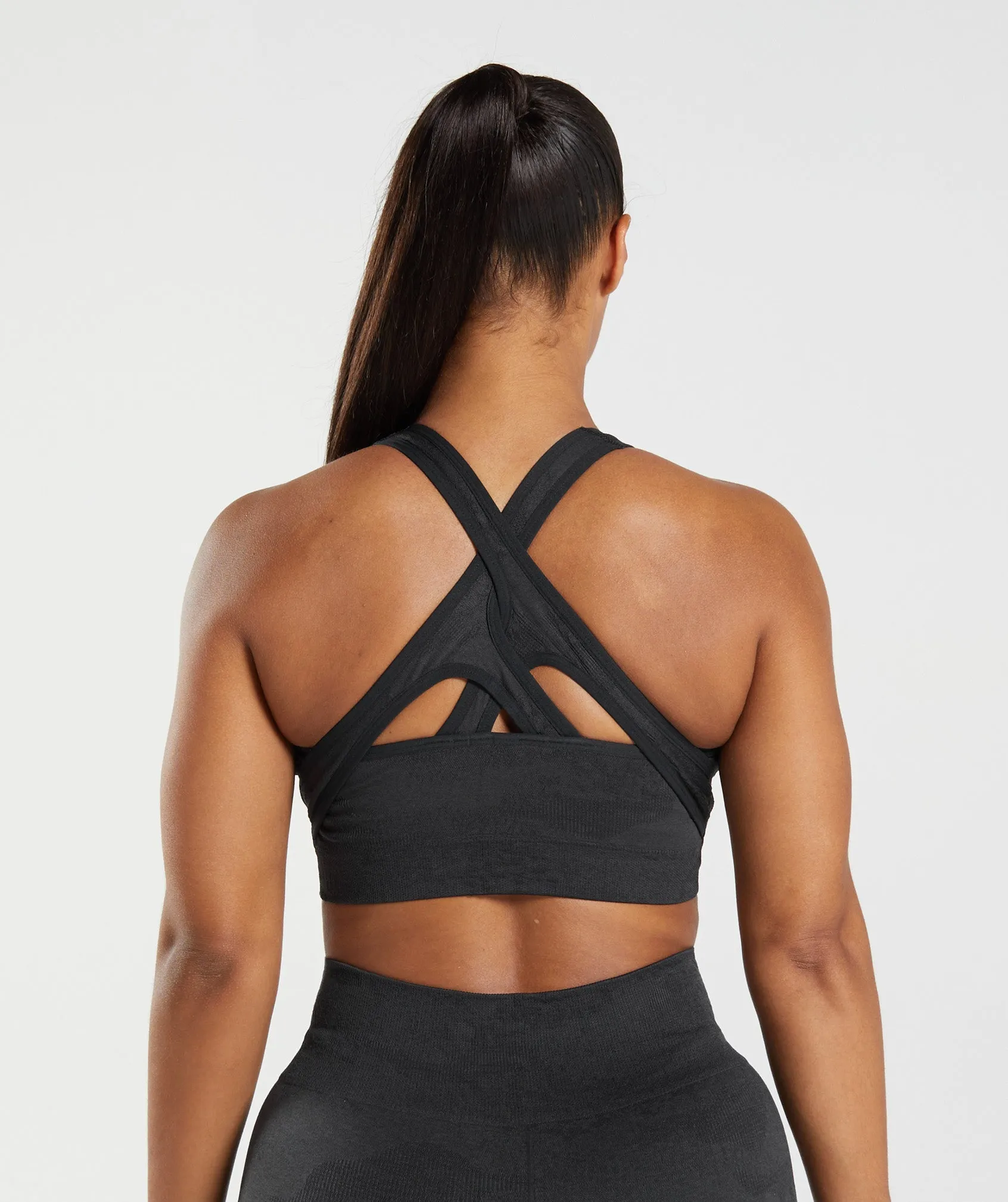 Gymshark Adapt Camo Seamless Sports Bra - Black/Onyx Grey