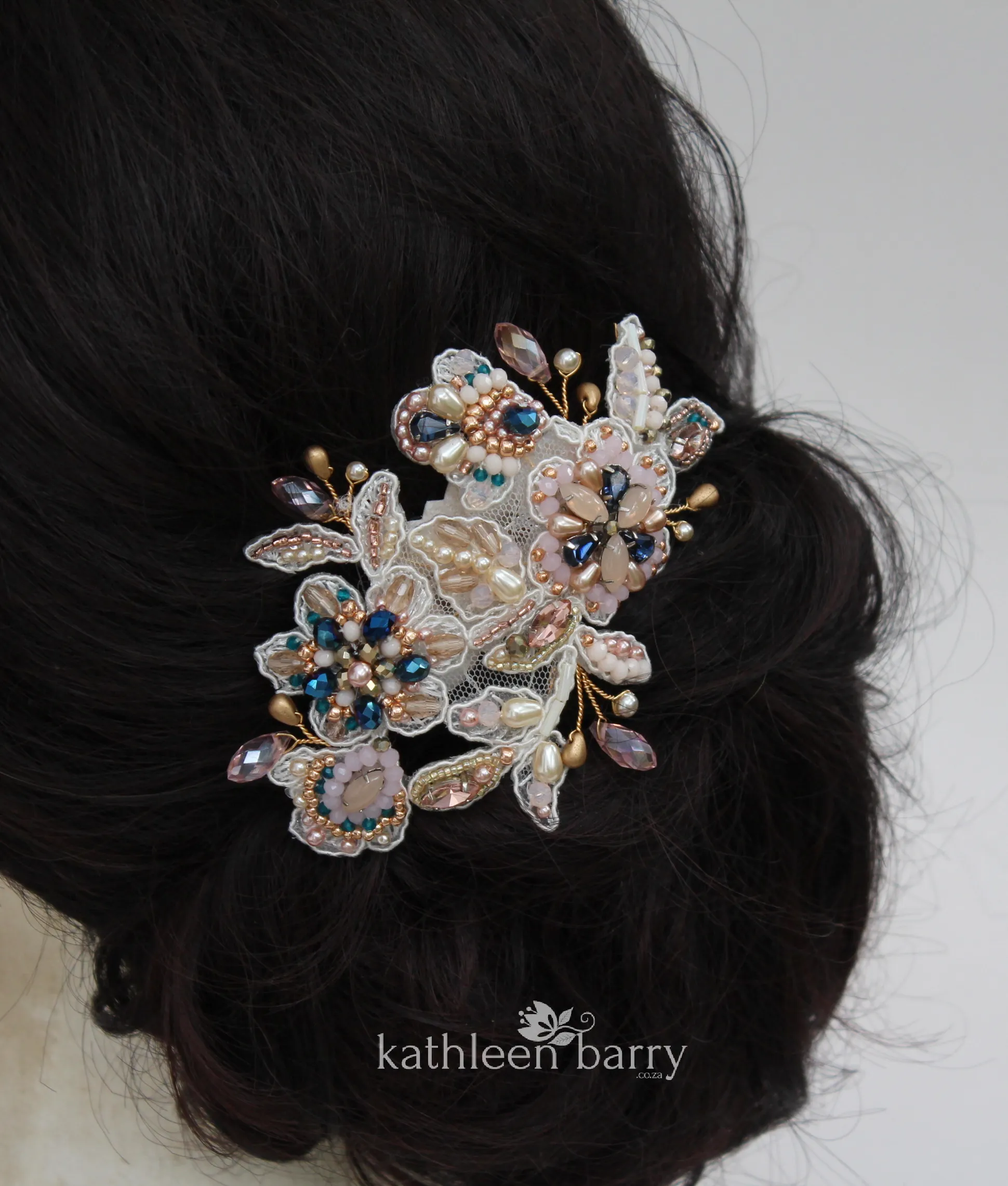 Jennifer Hand beaded Bridal hair clip - colors to order